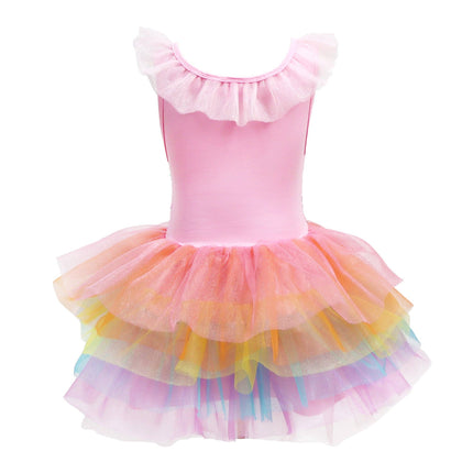 Unicorn Dreamer Multi-layered Rainbow Party Dress: 5-6T