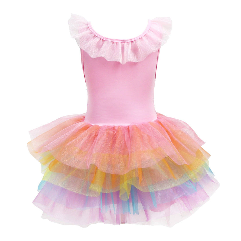 Unicorn Dreamer Multi-layered Rainbow Party Dress: 5-6T