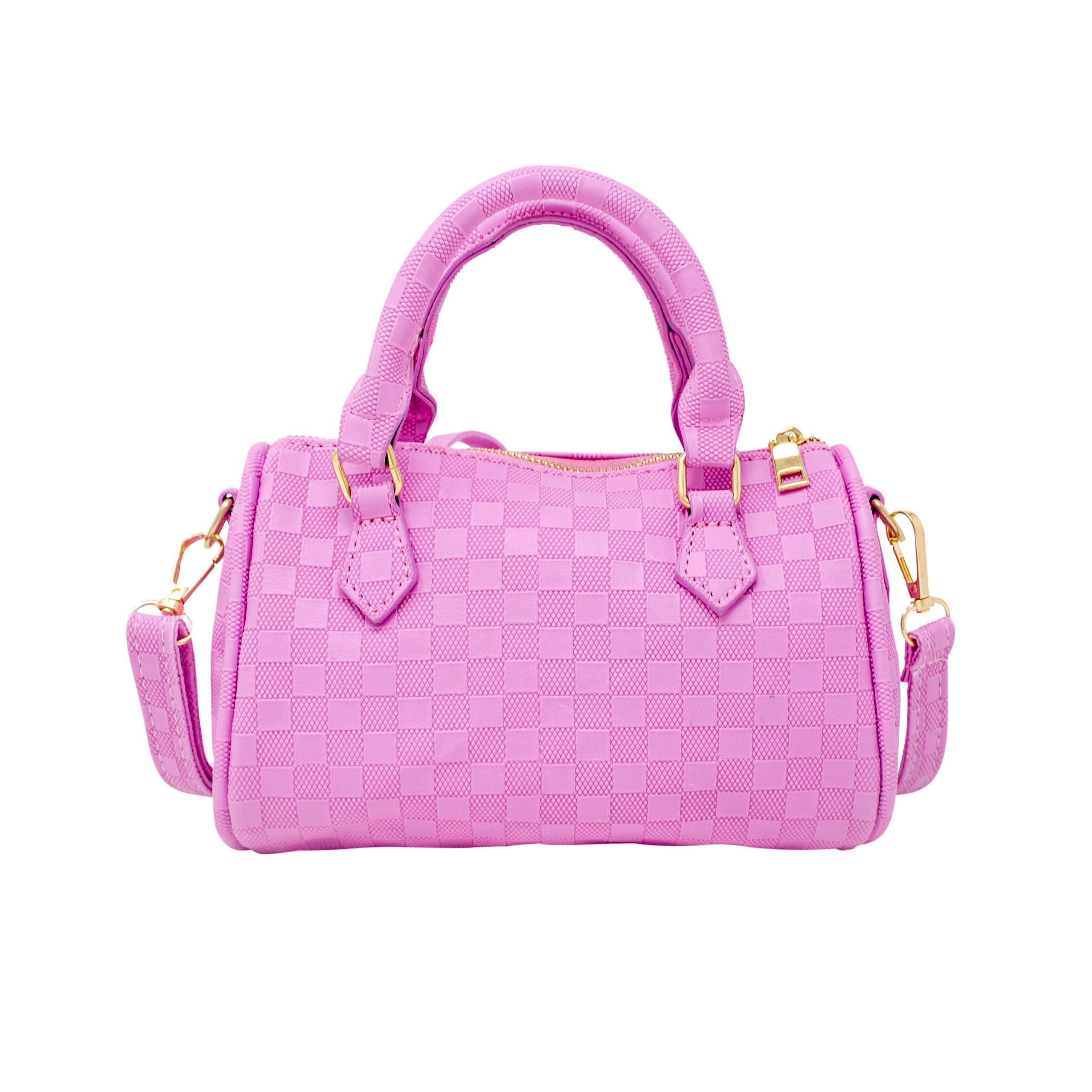 Checkered Canvas Duffle Handbag