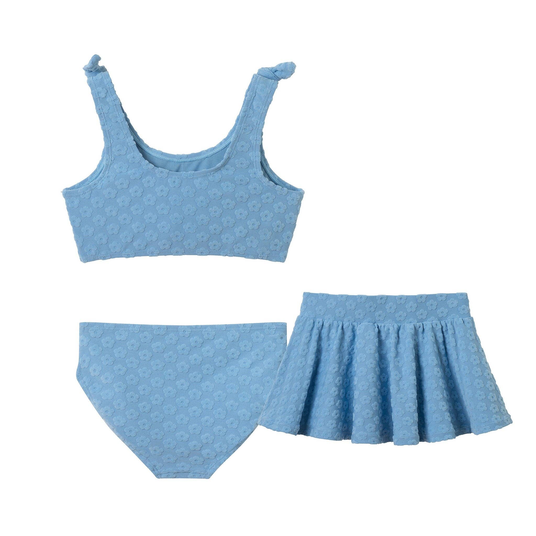 Tween Girls Terry Bikini Cover Up Set | Blue Floral