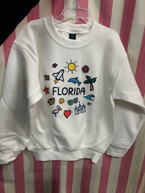 Florida Doodles Playful Icons Youth Sweatshirt