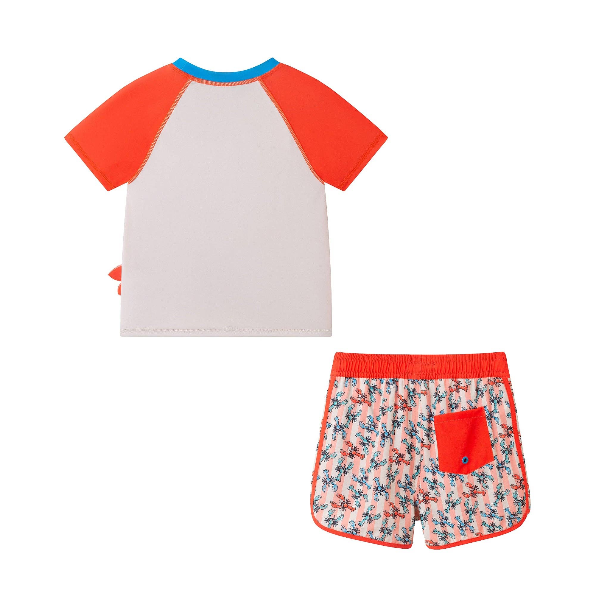 Boys Short Sleeve Rashguard Set | Orange Lobster