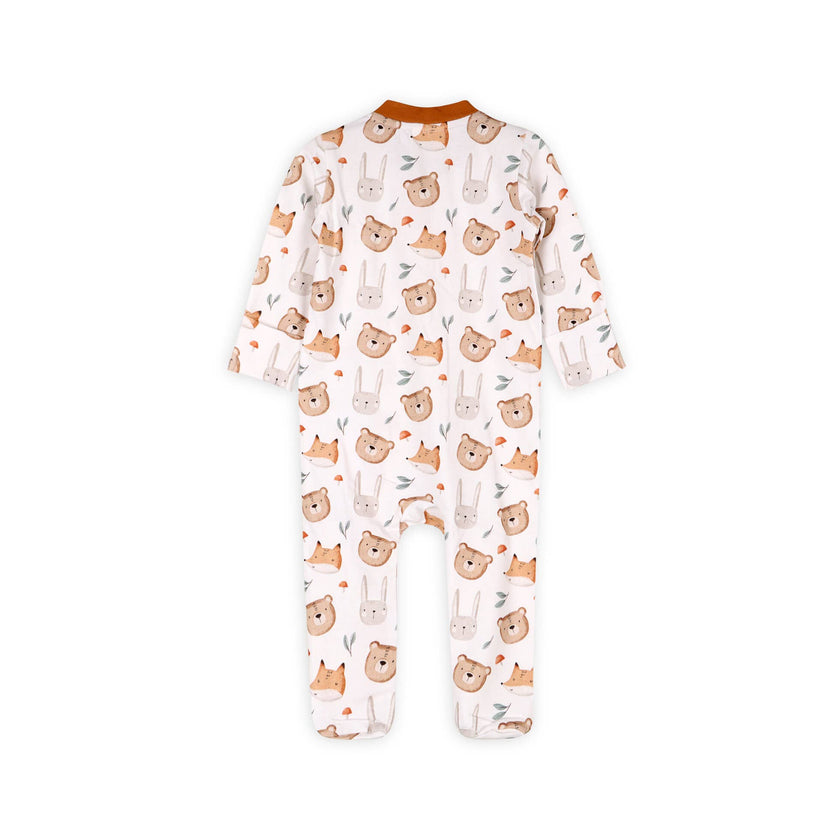 Forest Animals Baby Zippered Footie Jumpsuit -Organic Jersey