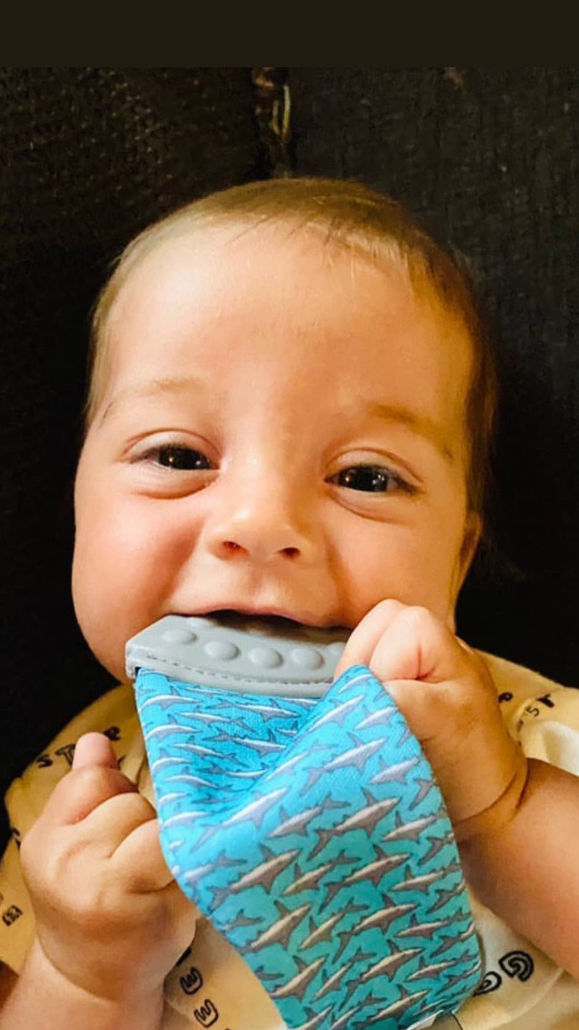Shark Tasty Tie Teether, Crinkle Toy