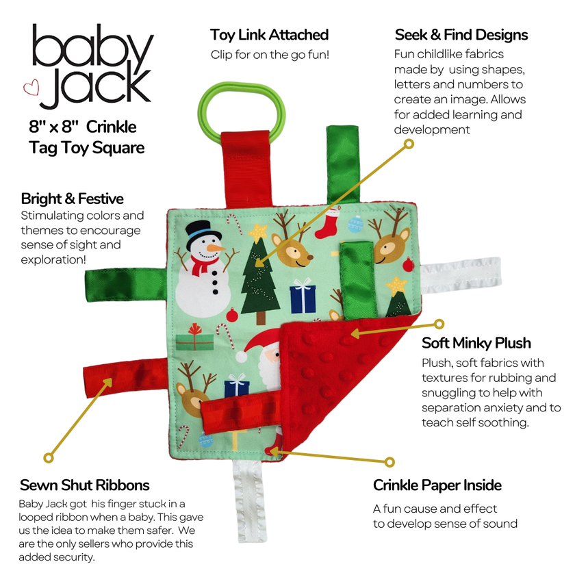 Crinkle Tag Sensory Toy-Christmas Holiday
