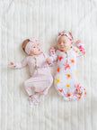 Coral Monstera Newborn Bamboo Knotted Gown
