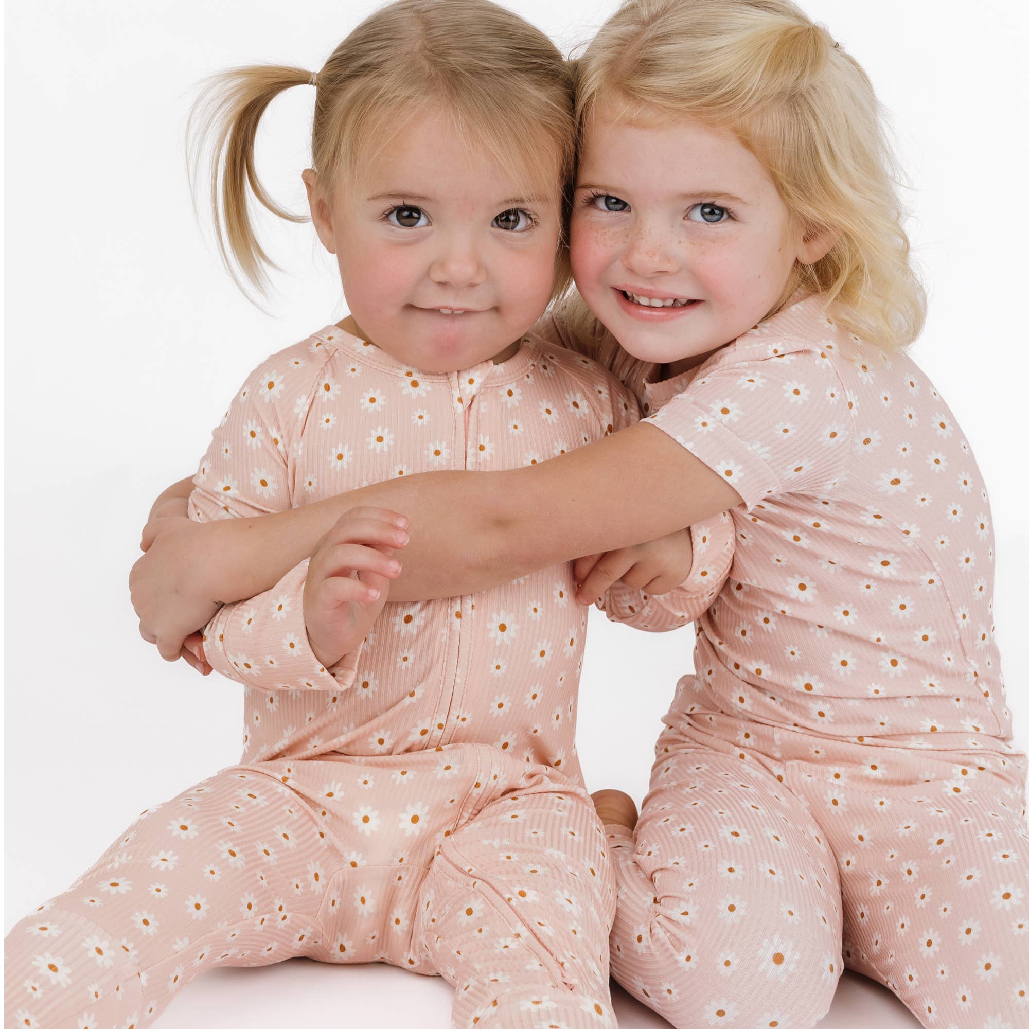 Pink Daisy Ribbed Bamboo Convertible Baby Pajama