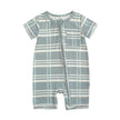 Blue Plaid Bamboo Baby Shortie Romper