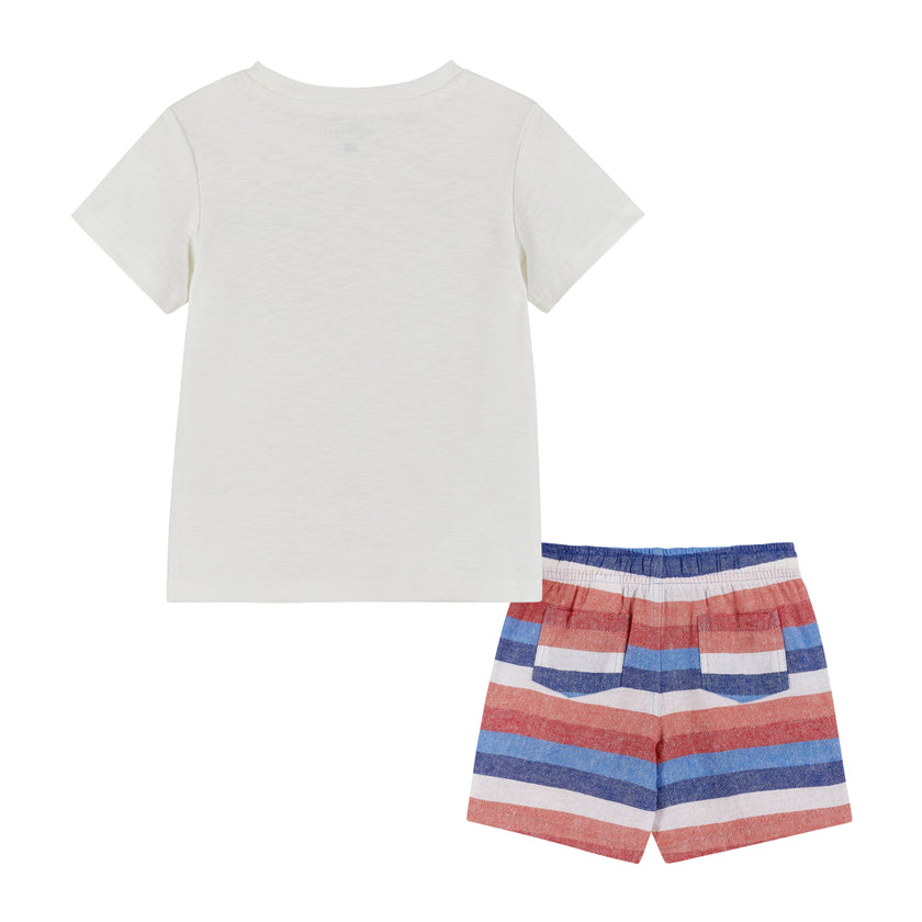 Boys Toddler T-Shirt & Striped Drawstring Shorts Set