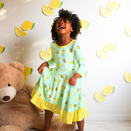 Lemonade Stands & Honey Bears Bamboo Ruffle Hi-Lo Twirling Dress