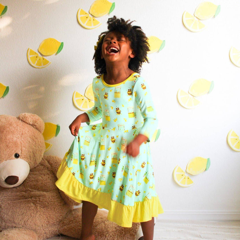 Lemonade Stands & Honey Bears Bamboo Ruffle Hi-Lo Twirling Dress