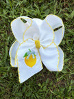Lemon Embroidered Hair Bow