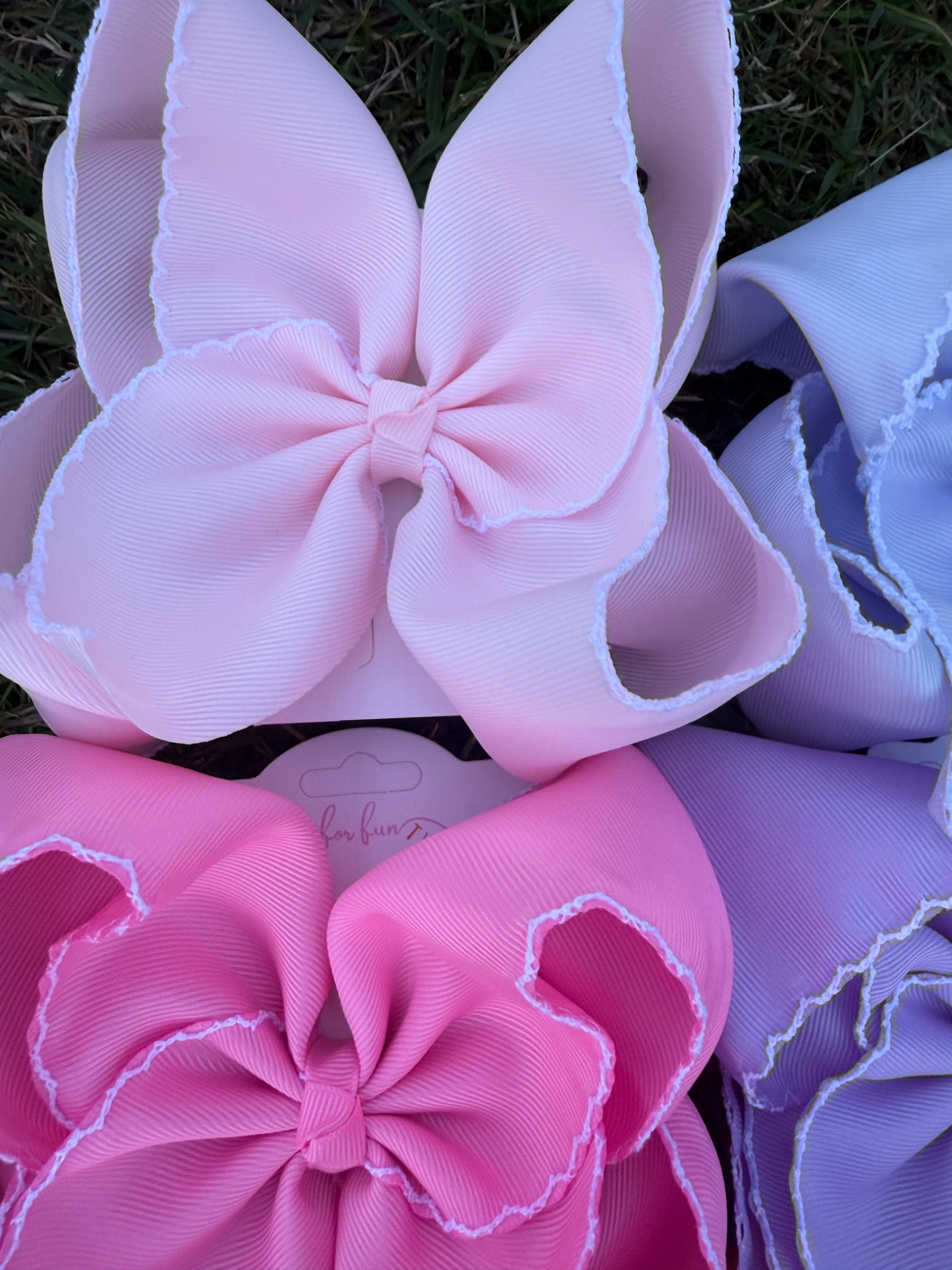 Extra Fun Solid Moonstitch Hair Bows (6in)