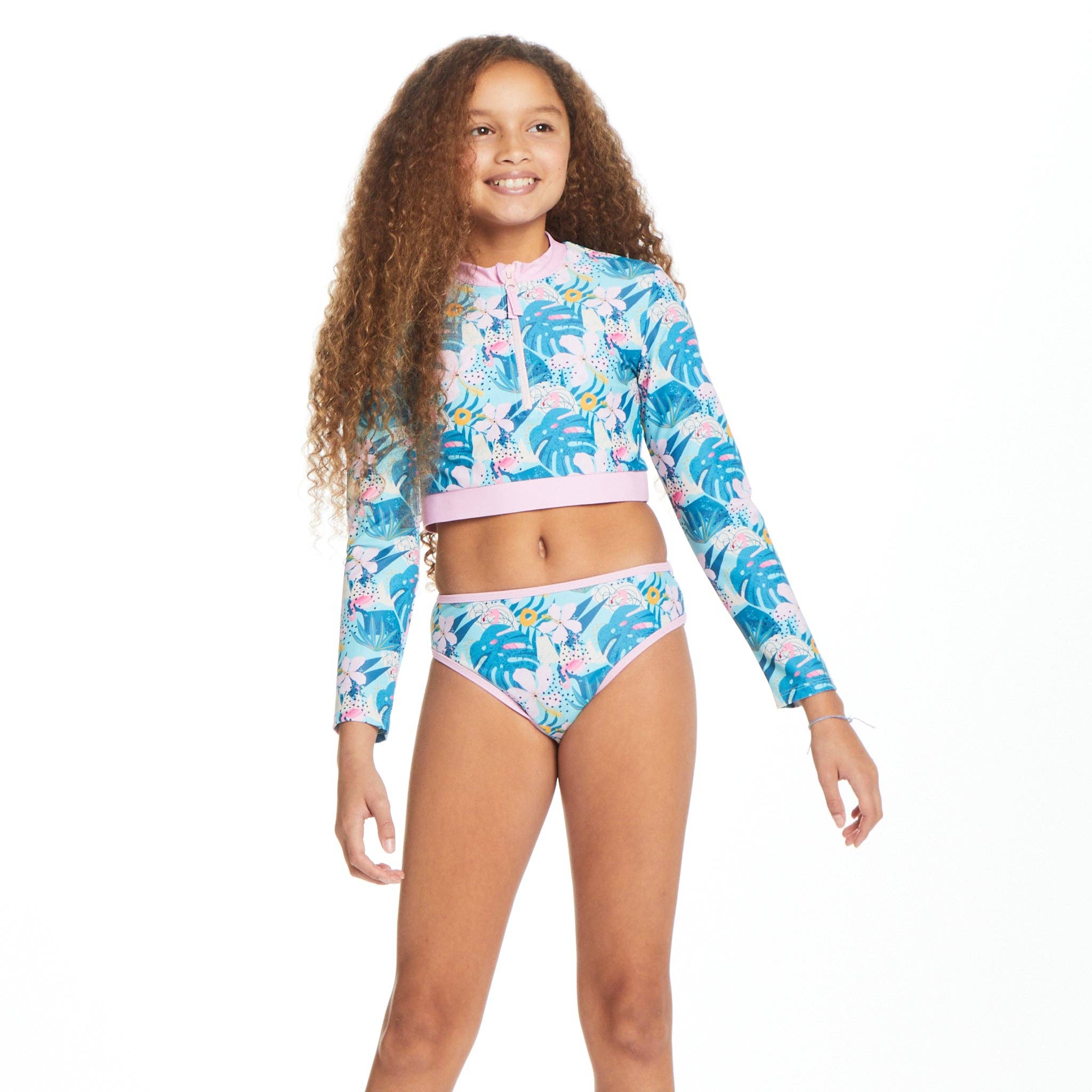 Long Sleeve Rashguard Set - Blue Tie Dye