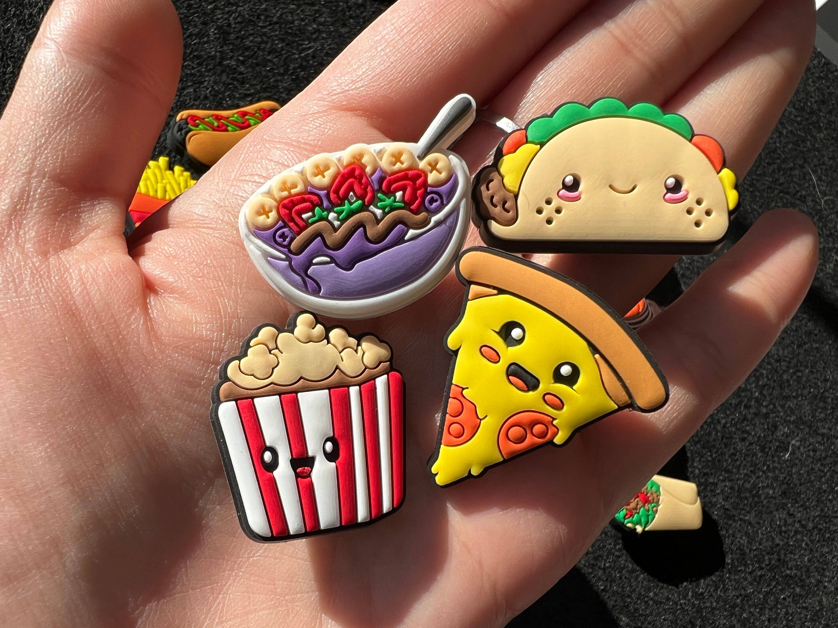 Yummy food Fries Fast Food Donuts Popcorn Bubble tea Ramen Taco watermelon and more Shoe Charms Julies Decal