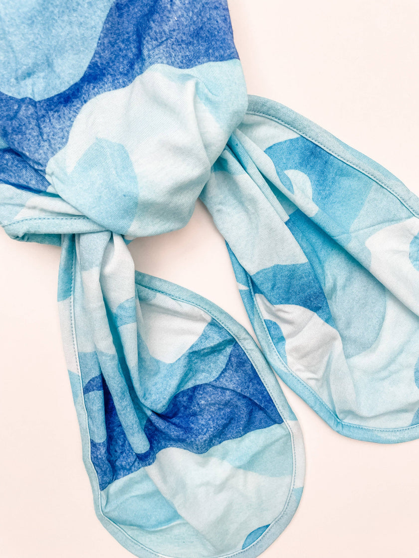 Ocean Wave Newborn Bamboo Knotted Gown