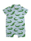 Blue Alligators Bamboo SS Polo Romper