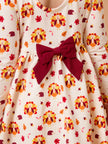 Girls Thanksgiving Turkey Gobble Knit Long Sleeve Twirl Dress