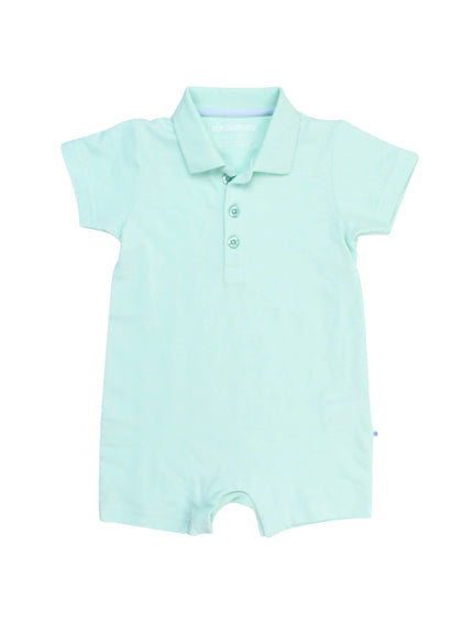 Baby Boys Mint Pique Polo Romper