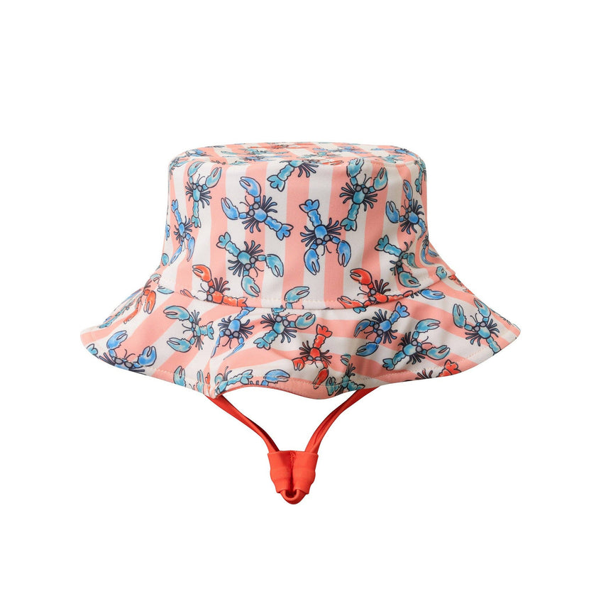 Infant Boys Orange Lobster Short Sleeve Swim Romper W/ Hat