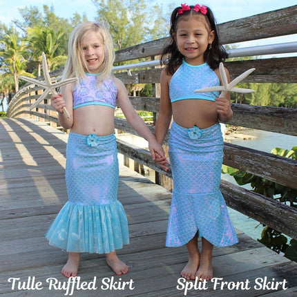 Girls Swim UPF 50+ Reversible Bikini with Mermaid Tail Cover Set