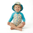 Infant Boys Long Sleeve Swim Romper W/ Hat | Lime Gator