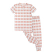 Pink Gingham Two-Piece Bamboo Short Sleeve Pajama Kids Pants Set