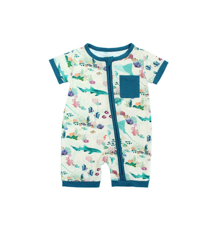 Coral Reef Bamboo Baby Shortie Romper