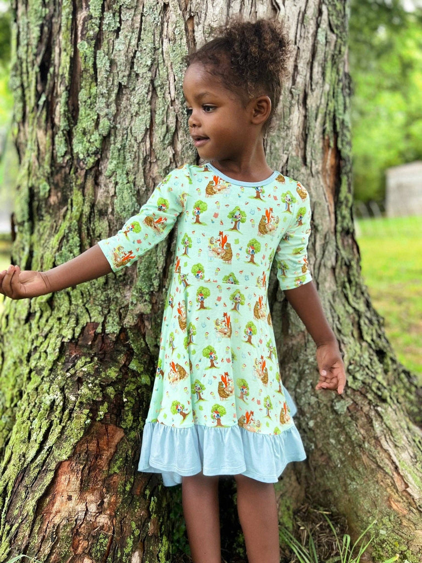 Tree House Tea Party Ruffle Hi-Lo Bamboo Twirling Dress