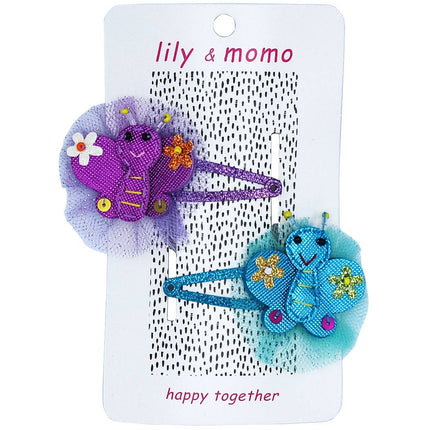 Butterfly Pals Hair Clips -  Aqua and Purple