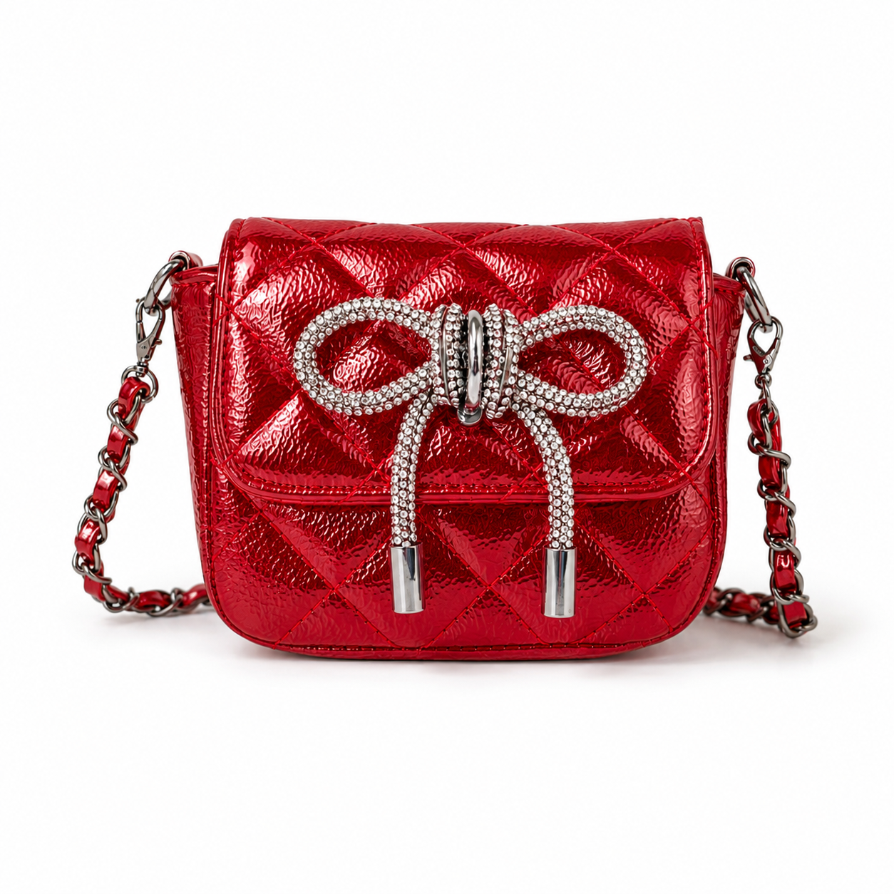 Kids Quilted Bow Crossbody Handbag