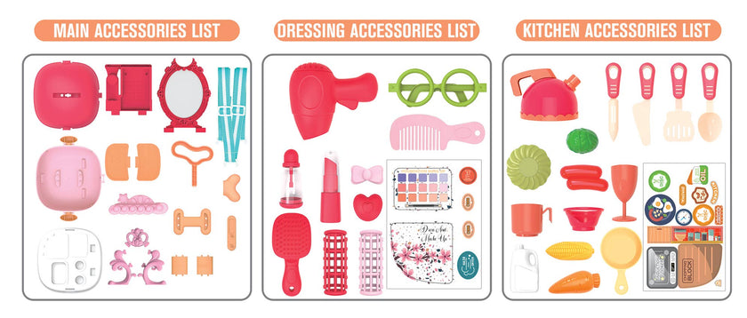 Kitchen Counter & Dressing Table Combo Set In Whale Case Toy