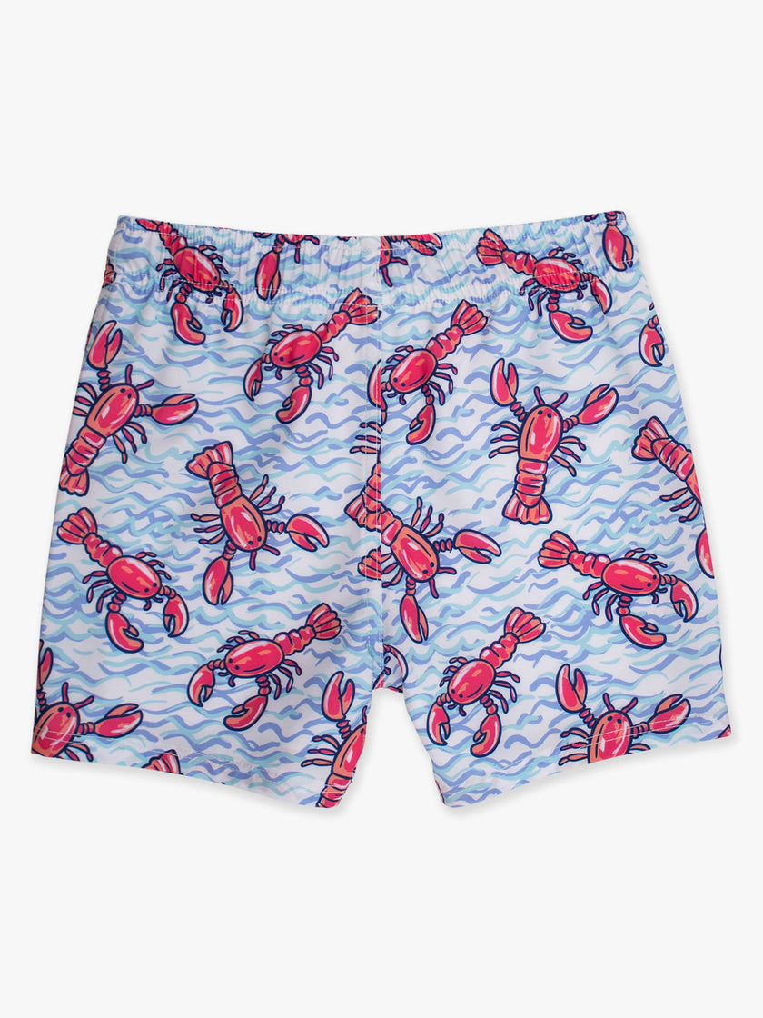 Boys Blue Lobster Lagoon Performance Hybrid Swim Trunks