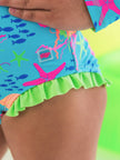 Girls Neon Jelly Time Long Sleeve One Piece Rash Guard Swimsuit