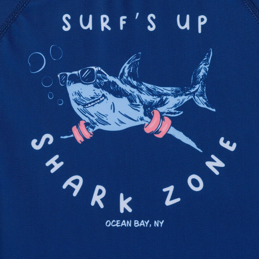 Rashguard & Swim Trunk Set - Navy Shark