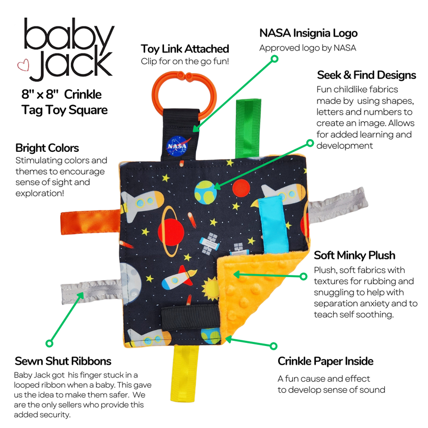Space Moon Stars Planets & Rockets NASA Crinkle Toy 8