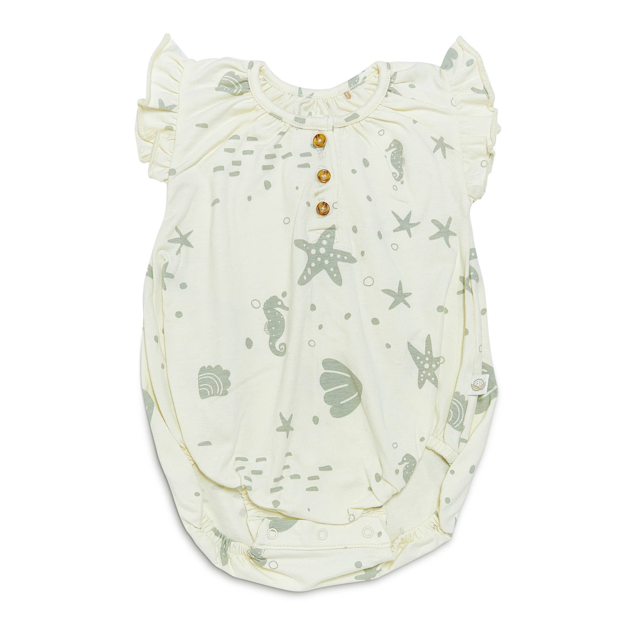 Organic Flutter Button Bunsuit - Sugar Cookie