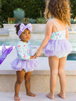 Mermaid Princess Tulle Skirted One Piece Rash Guard