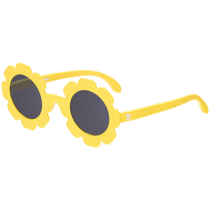 Neon Yellow Flower Kids Sunglasses on