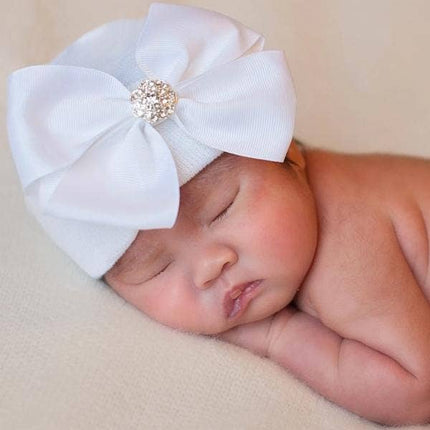 Newborn Girl Bow Hospital Hat - Baby Girl Hat