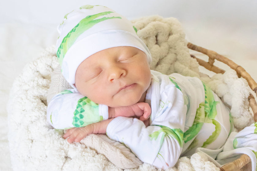 Alligator Newborn Bamboo Knotted Gown