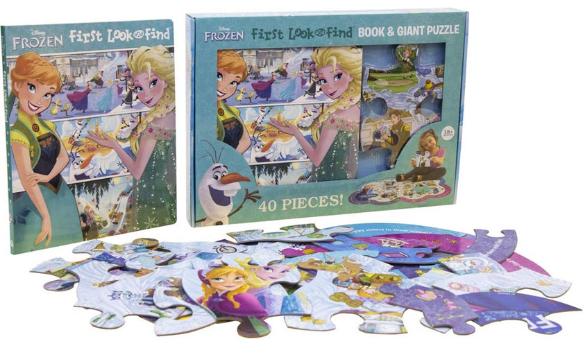 Disney Frozen - First Look and Find Board Book & Giant 40 PC Puzzle Set