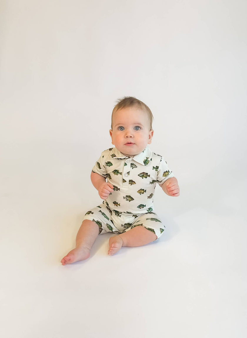 Lake Fish Bamboo SS Polo Romper