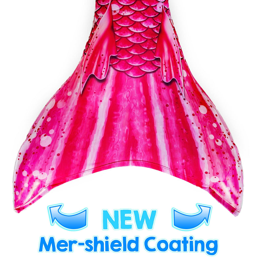 Bahama Pink Mermaid Tail + Monofin Set clothing for kids, girls, teens, and women (pool toy)