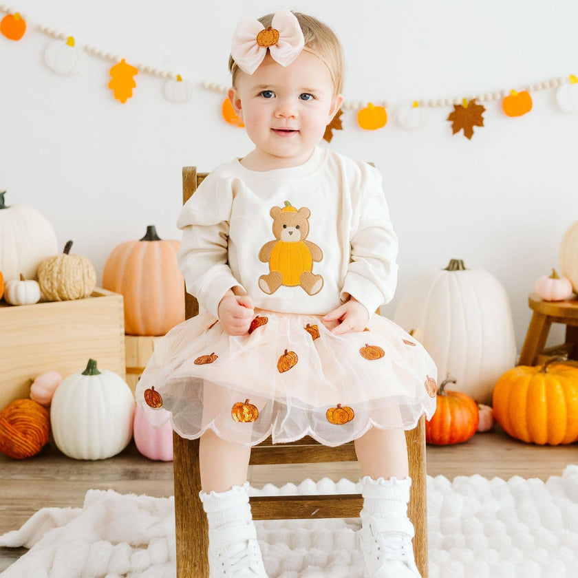 Pumpkin Tulle Bow Baby Headband - Hair Accessories - Fall