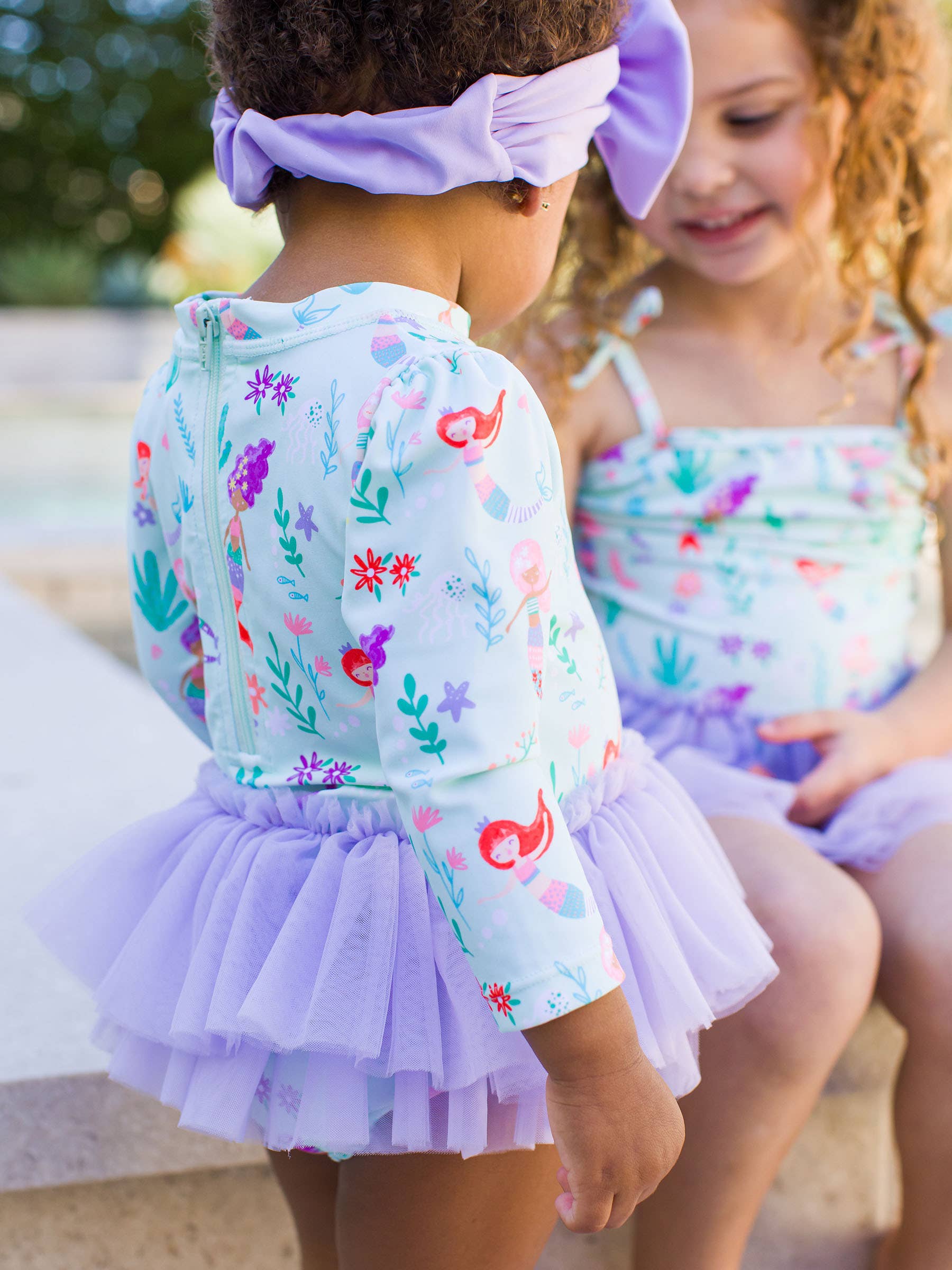 Mermaid Princess Tulle Skirted One Piece Rash Guard