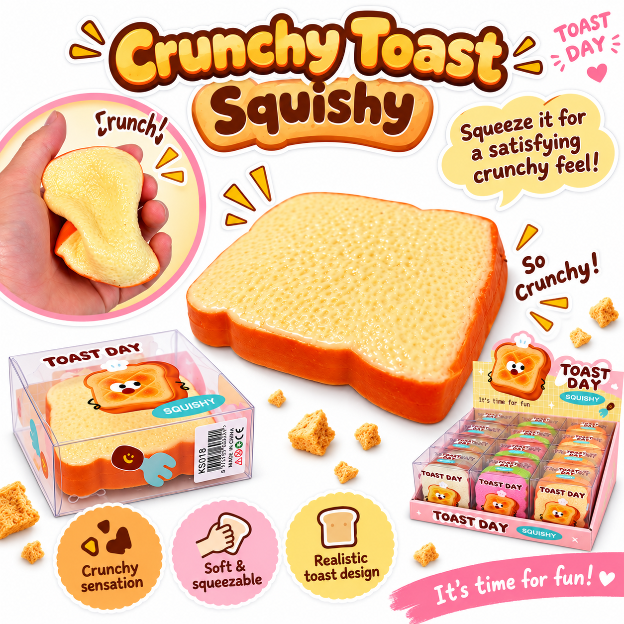 Crunchy Toast Squishy Toy