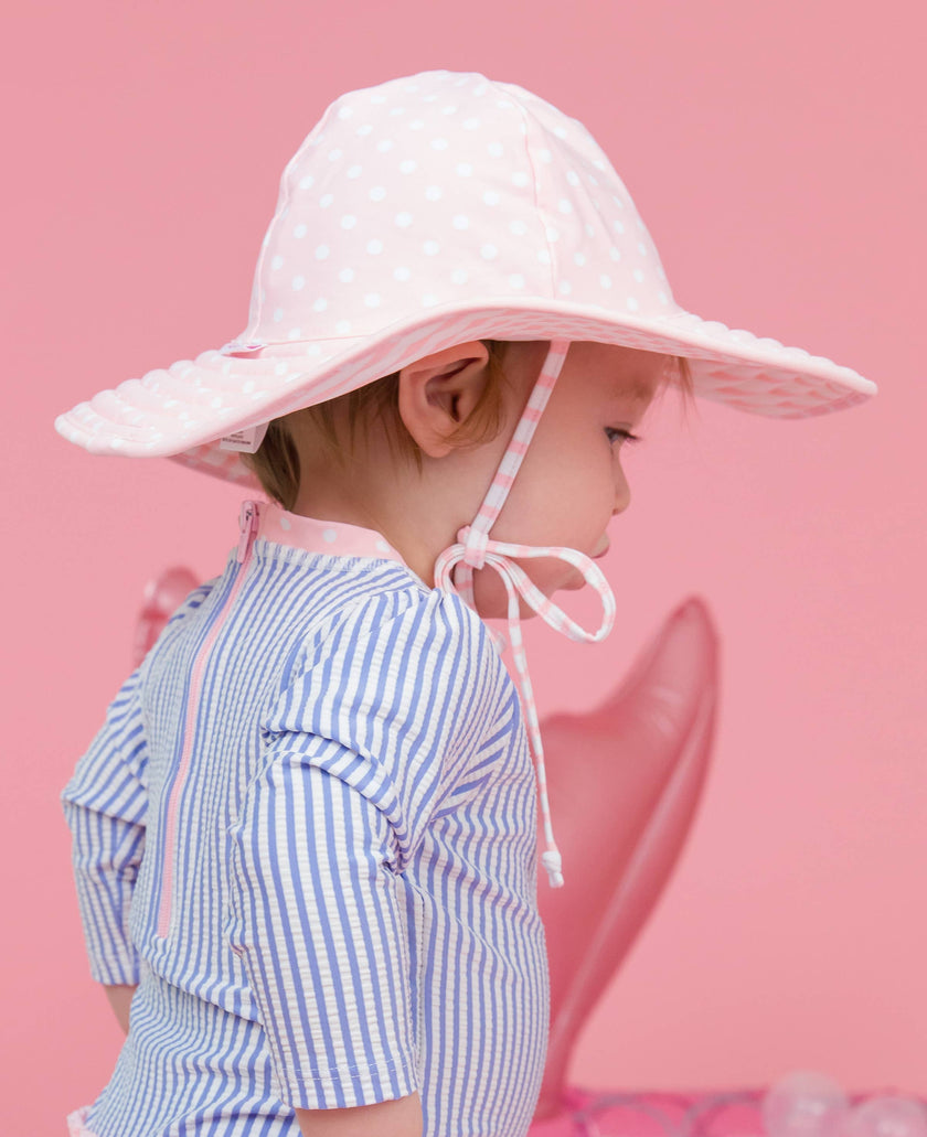 Girls Pink Polka Dot Swim Hat