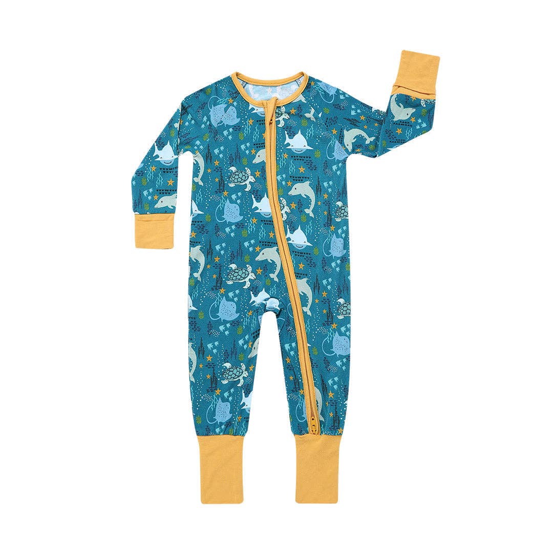 Ocean Friends Bamboo Pajama Convertible Footie Romper
