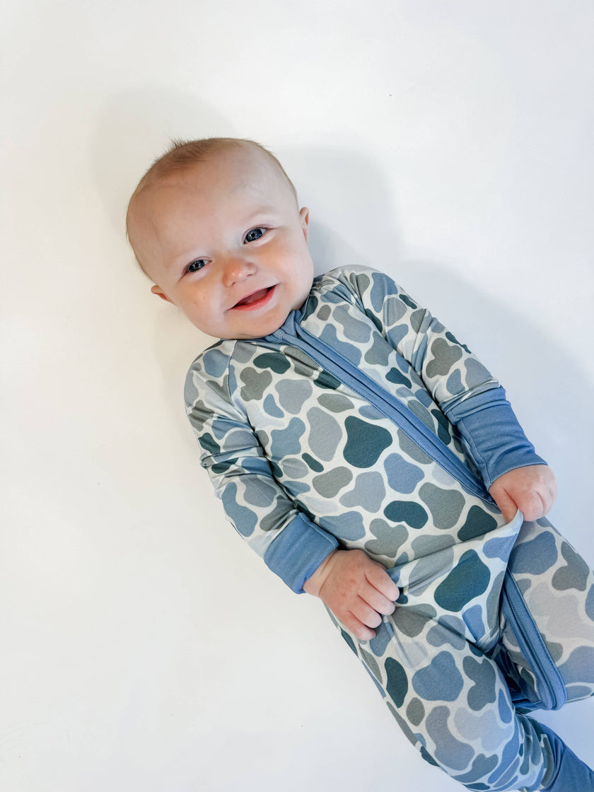 Watercolor Camo Bamboo Zip Pajamas